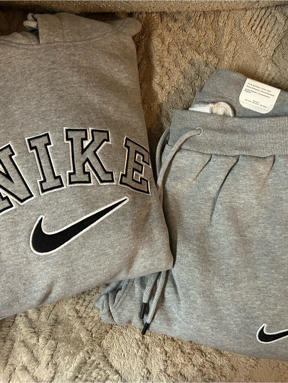 Nike Grey Hoodie and Joggers Set with Black Swoosh
